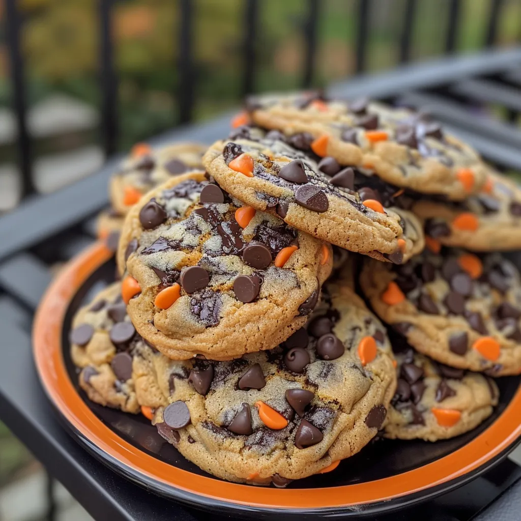 Halloween Black And Orange Chocolate Chip Cookies