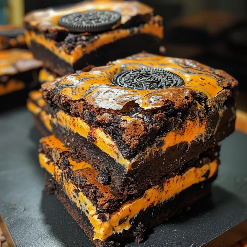 Halloween Oreo stuffed brownies