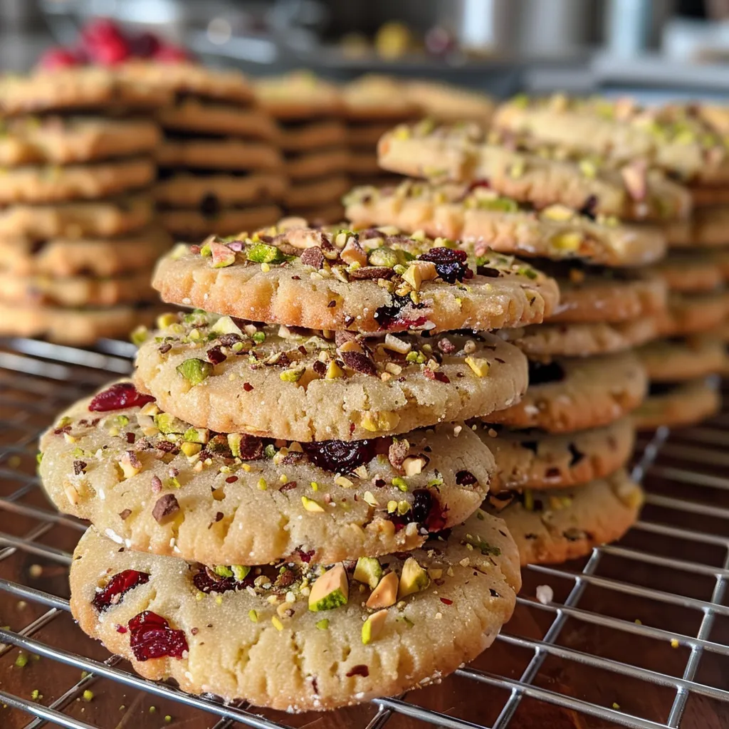 Cranberry Pistachio Shortbread Cookies
