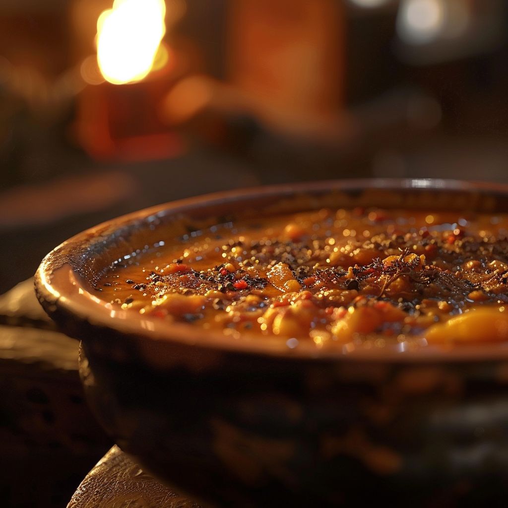 A close-up shot of a delicious dish inspired by Constantinople, featuring vibrant colors and textures, with soft natural lighting.