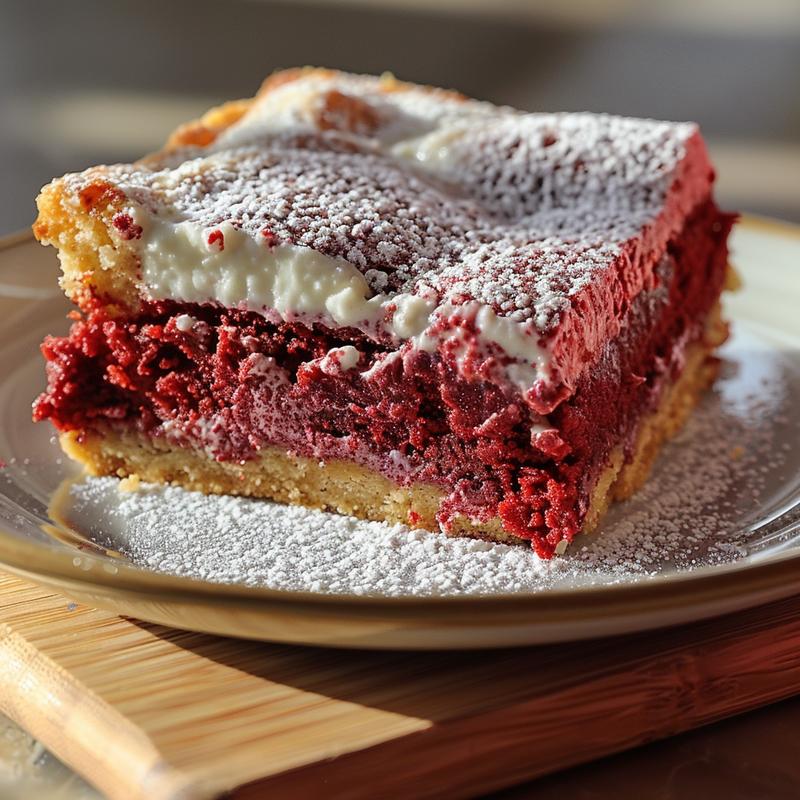 Close-up of a portion of sweet potato casserole topped with fluffy marshmallows on a wooden board.