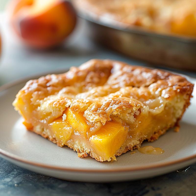 Close-up of a slice of pumpkin dump cake on a white marble plate.