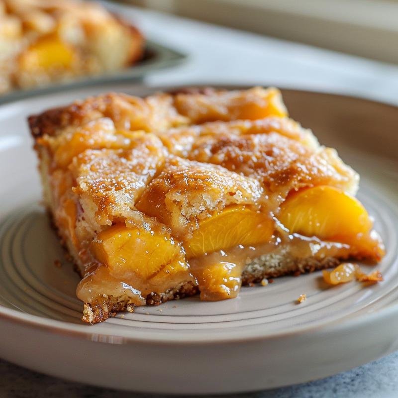 Close-up of a slice of pumpkin dump cake on a white marble plate.