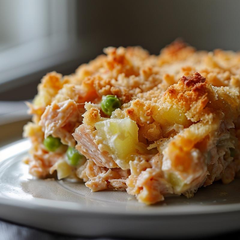 Close-up of a creamy portion of bread pudding on a grey ceramic plate.