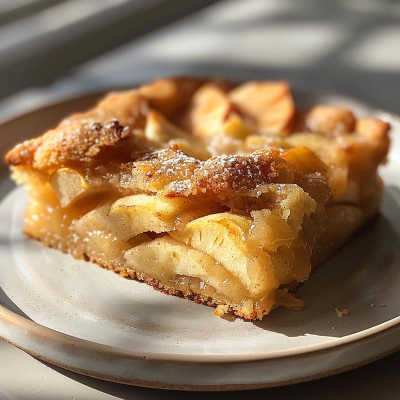 Close-up of a delicious portion of crack breakfast casserole on a light grey ceramic plate.