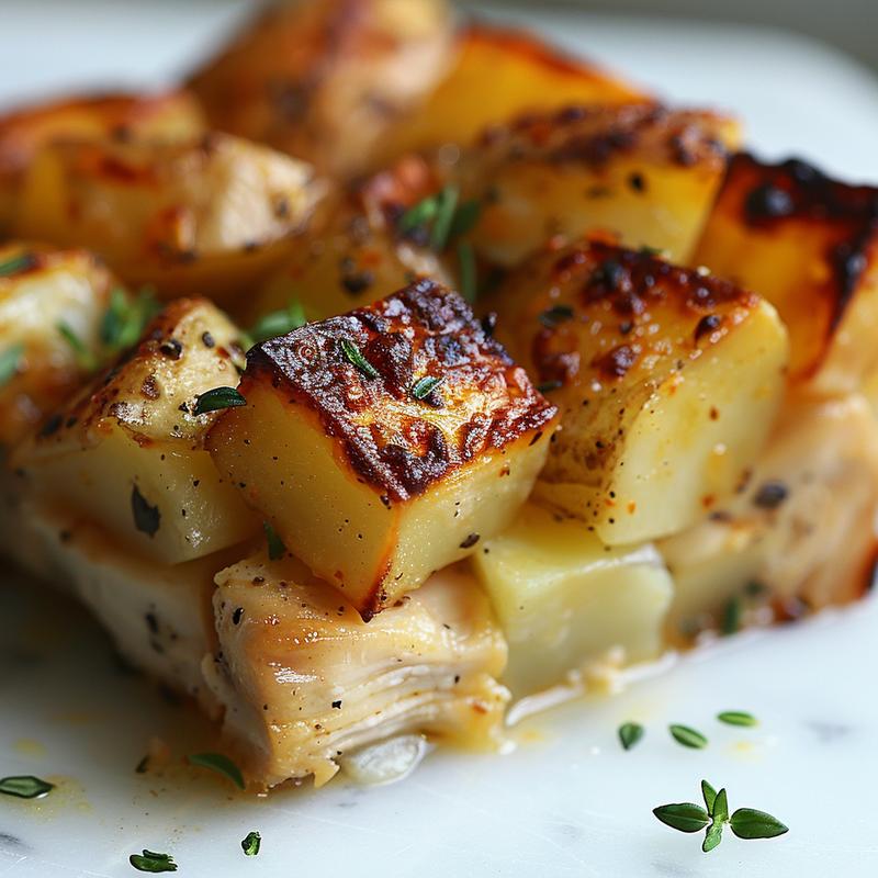 A close-up of a perfectly sliced piece of apple dump cake on a light grey plate.